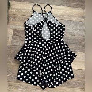 #11)  blue with white polkadots cute romper.